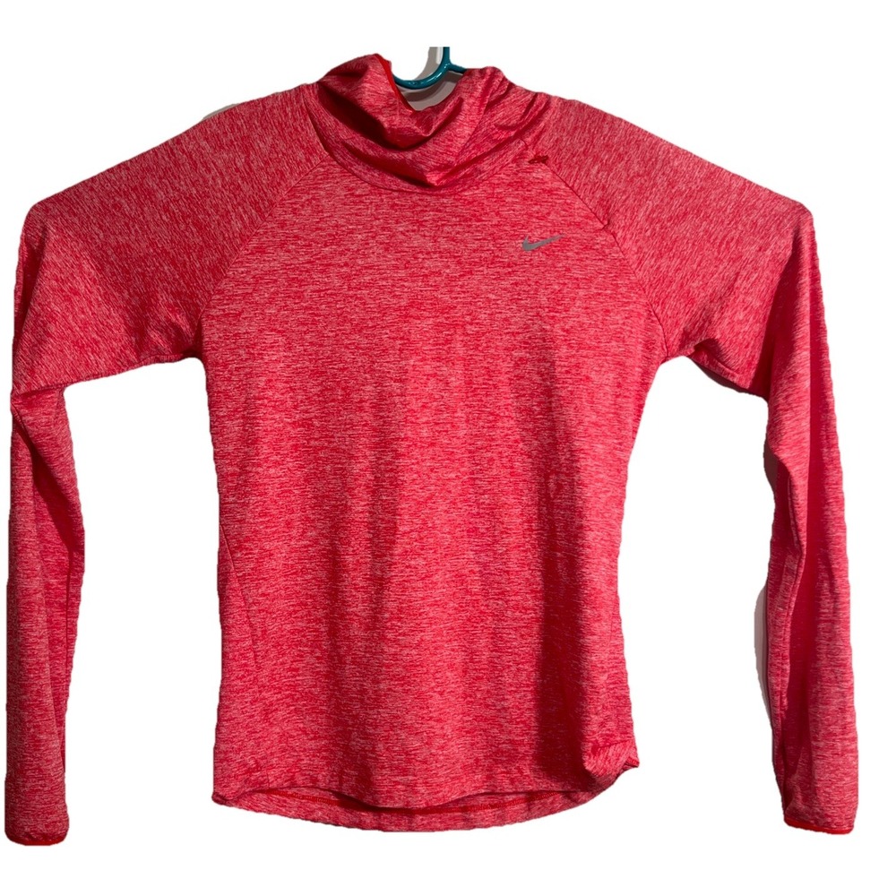 Nike Pullover Women's Small‎ Coral Heathered Gym Hooded Running Top Zip Pocket